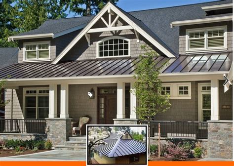 grey house exterior paint with metal roof wood beams|gray roof paint colors.